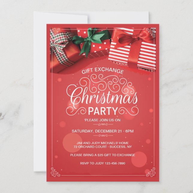 Gift Exchange Christmas Party Invitation (Front)