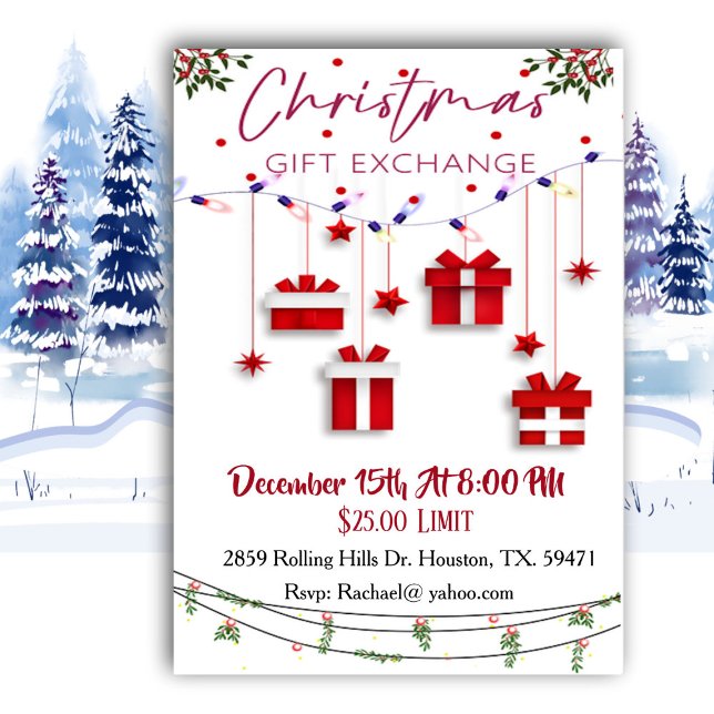 Gift Exchange Simple Gifts Christmas Invitation (Creator Uploaded)