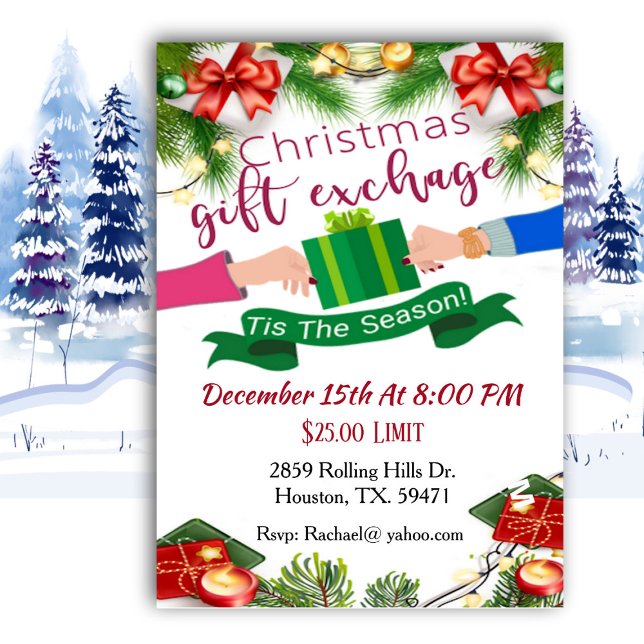 Gift Exchange Tis The Season Christmas Invitation (Creator Uploaded)