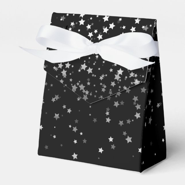 Gift/Favour Box in Black & Silver Stars (Front Side)