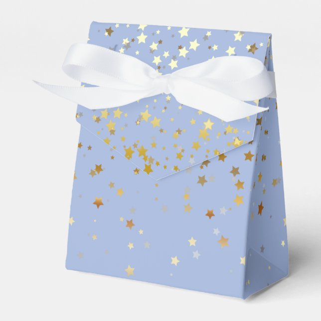 Gift/Favour Box in Dusty Blue & Golden Petite Star (Front Side)