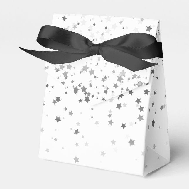 Gift/Favour Box in White & Silver Stars (Front Side)