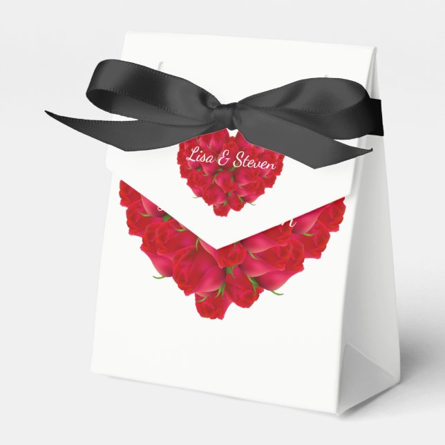 Gift/Favour Box-Red Roses Heart Favour Box (Front Side)