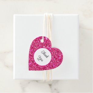 Gift-Favour Tags Faux Glitter Pink