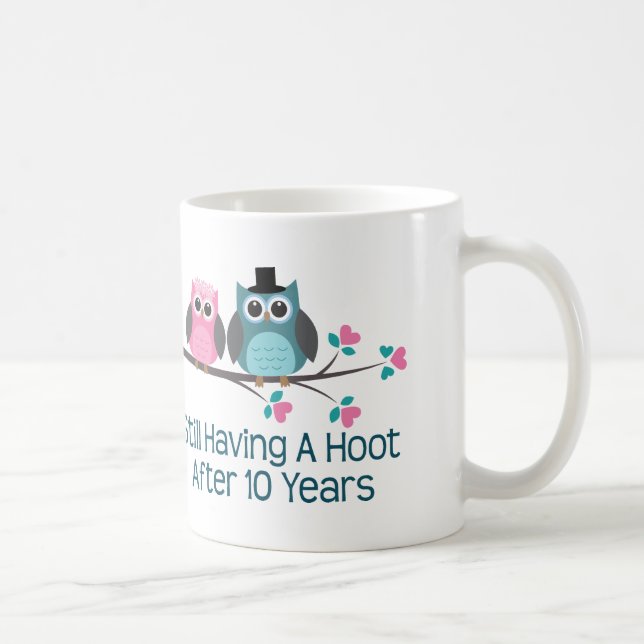 Gift For 10th Wedding Anniversary Hoot Coffee Mug (Right)