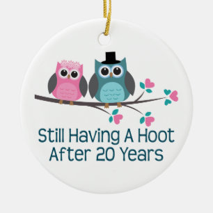 Gift For 20th Wedding Anniversary Hoot Ceramic Tree Decoration