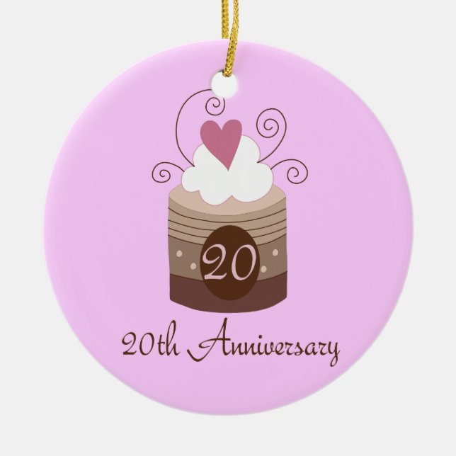 Gift For 20th Wedding Cute Cupcake Ceramic Tree Decoration (Front)