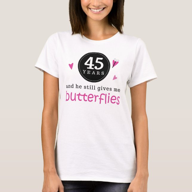 Gift For 45th Wedding Anniversary Butterfly T-Shirt (Front)