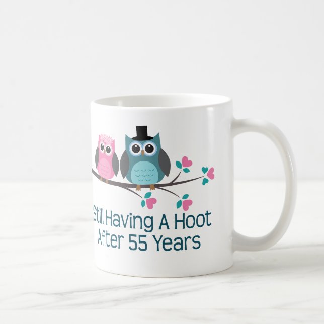 Gift For 55th Wedding Anniversary Hoot Coffee Mug (Right)