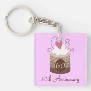 Gift For 60th Wedding Cute Cupcake Key Ring