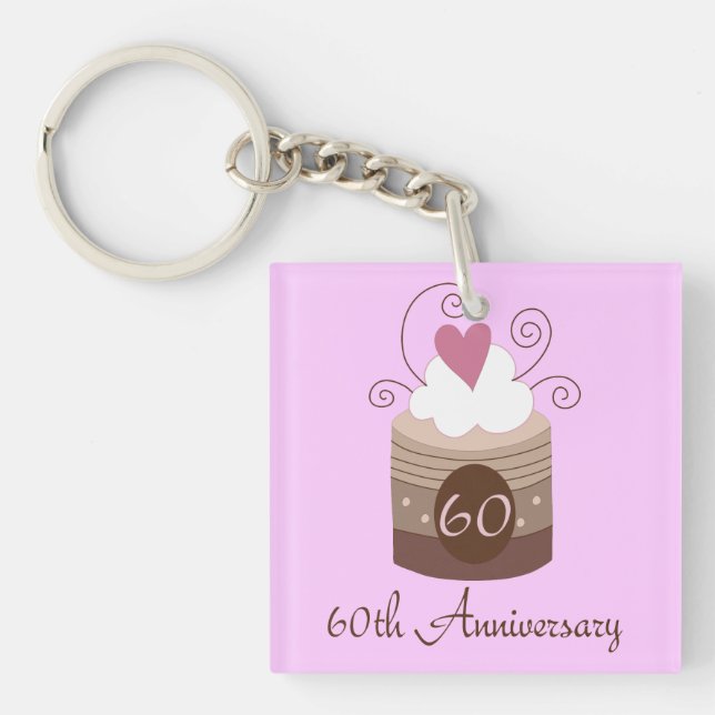 Gift For 60th Wedding Cute Cupcake Key Ring (Front)