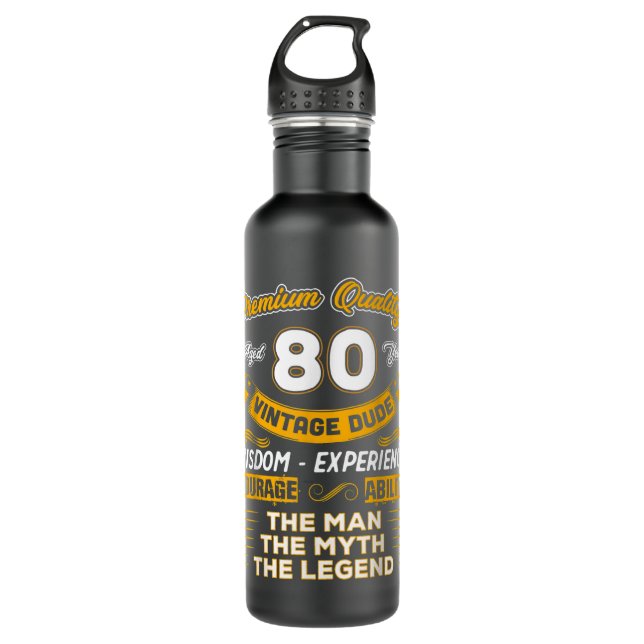 Gift For 80 Years Old  80th Vintage The Man Myth L 710 Ml Water Bottle (Front)