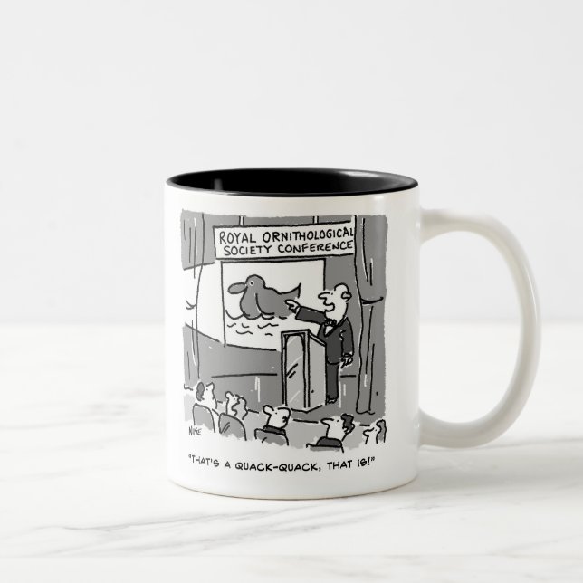 Gift for a Birdwatcher or Birder. Funny Two-Tone Coffee Mug (Right)