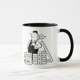Gift for a Builder. Cartoon Illustration on a Mug