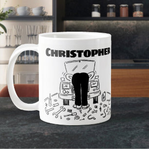 Gift for a Car Mechanic with Name Giant Coffee Mug