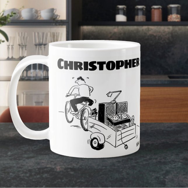 Gift for a Mobile Disc Jockey with Name Large Coffee Mug (Coffee Mug for a Mobile DJ)