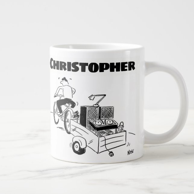 Gift for a Mobile Disc Jockey with Name Large Coffee Mug (Right)