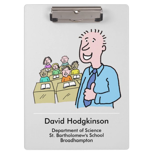 Gift for a White Male Teacher. Teacher Clipboard (Front)