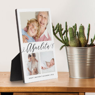 Gift for Abuelita Grandchildren 3 Photo Collage Plaque