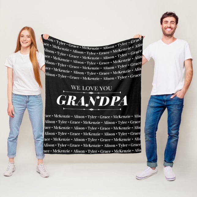 Gift for Anyone with Family Member Names Pattern Fleece Blanket (In Situ)