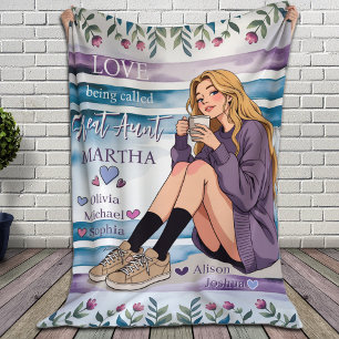 Gift for Aunt Custom Niece and Nephews Names  Fleece Blanket