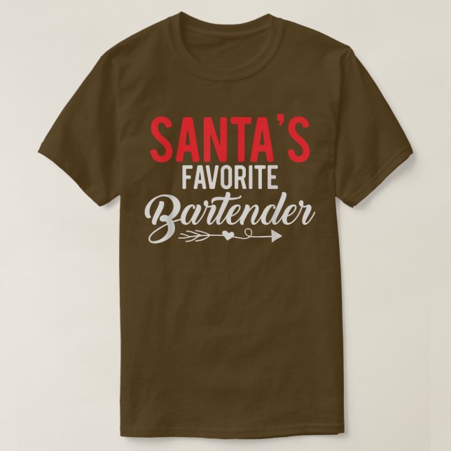 Gift For Bartender Santas Favourite Bartender  T-Shirt (Design Front)
