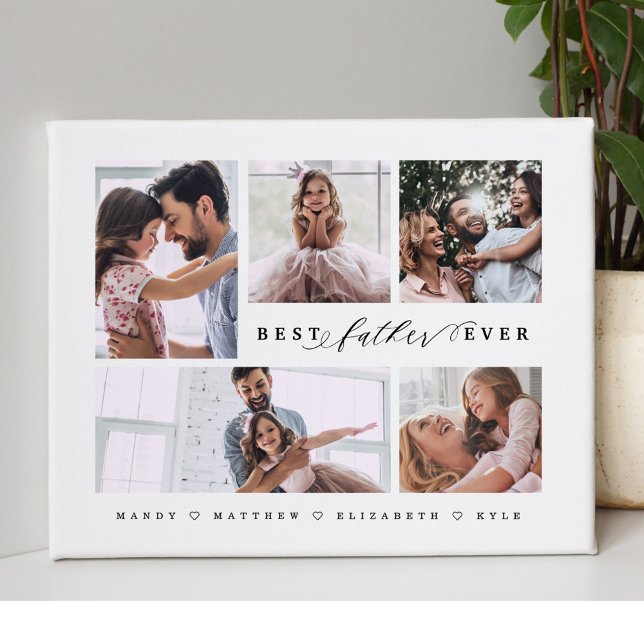 Gift For Best Father Ever Family Photo Collage Canvas Print (Creator Uploaded)