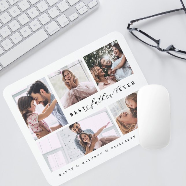 Gift For Best Father Ever Family Photo Collage Mouse Mat (Creator Uploaded)