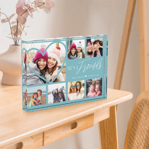 Gift For Best Friends 7 Photo Collage Heart BFFs Block