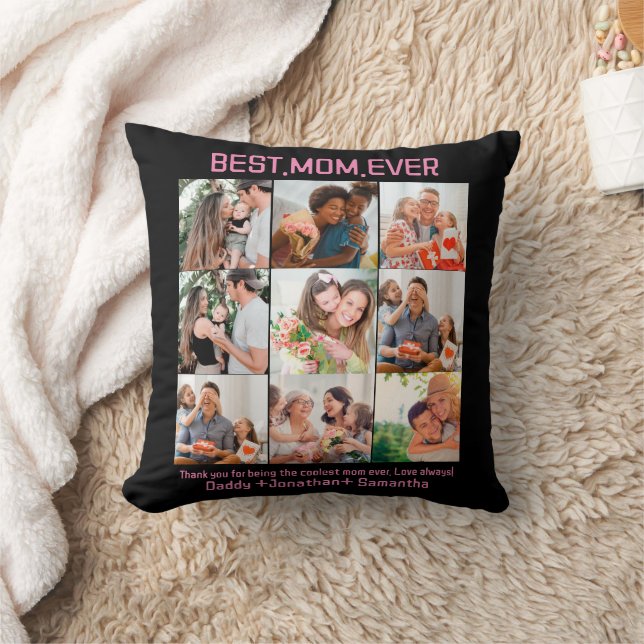 Gift For Best Mum Ever Family Photo Collage Cushion (Blanket)