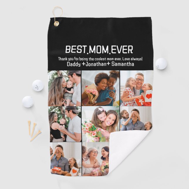 Gift For Best Mum Ever Family Photo Collage Golf Towel (InSitu)