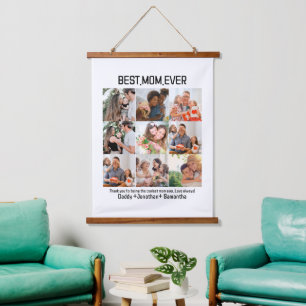 Gift For Best Mum Ever Family Photo Collage Hanging Tapestry