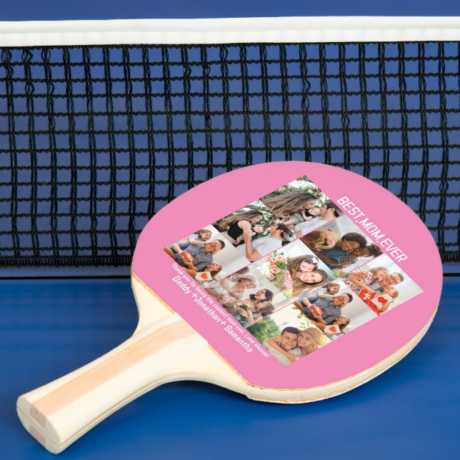 Gift For Best Mum Ever Family Photo Collage Ping Pong Paddle (Insitu)