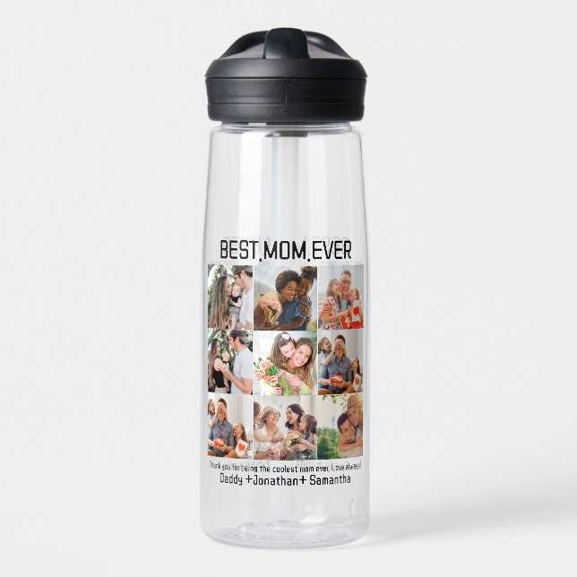 Gift For Best Mum Ever Family Photo Collage Water Bottle (Front)