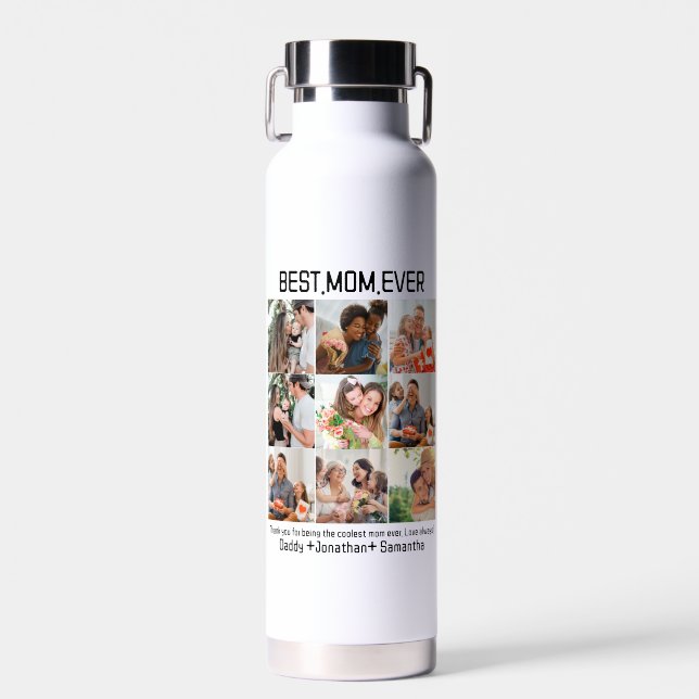 Gift For Best Mum Ever Family Photo Collage Water Bottle (Front)