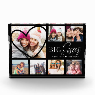 Gift For Big Sister 7 Photo Collage Heart BFFs Block