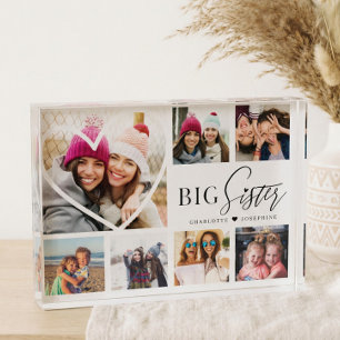 Gift For Big Sister 7 Photo Collage Heart BFFs Block