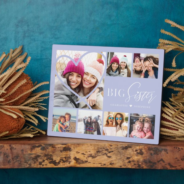 Gift For Big Sister 7 Photo Collage Heart BFFs Plaque (Side)
