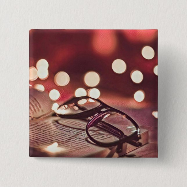 Gift for book lovers 15 cm square badge (Front)