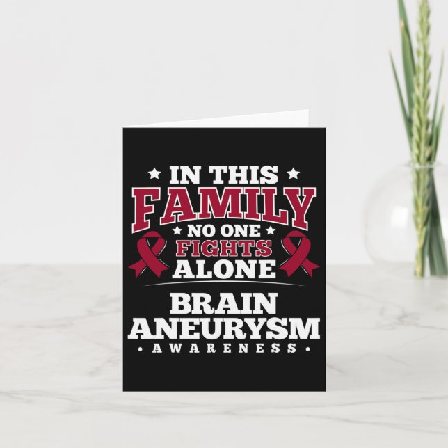 Gift For Brain Aneurysm Patients - Burgundy Ribbon Card (Front)