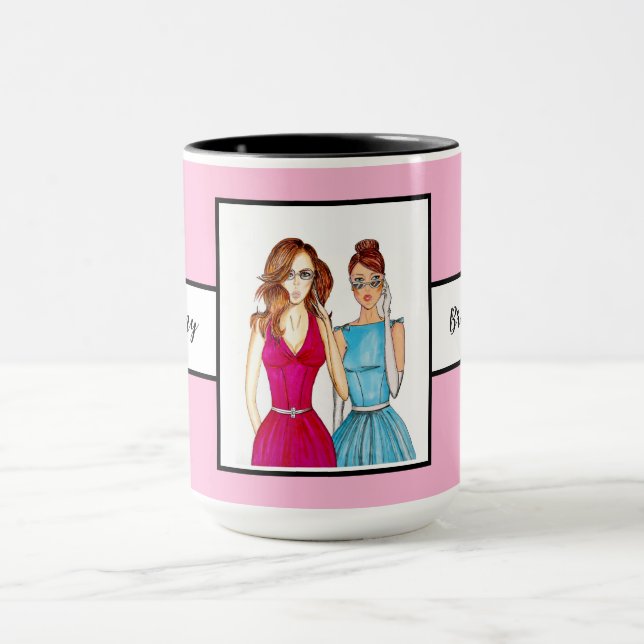 Gift for Bridesmaids Pink Ringer 15oz Mug (Center)
