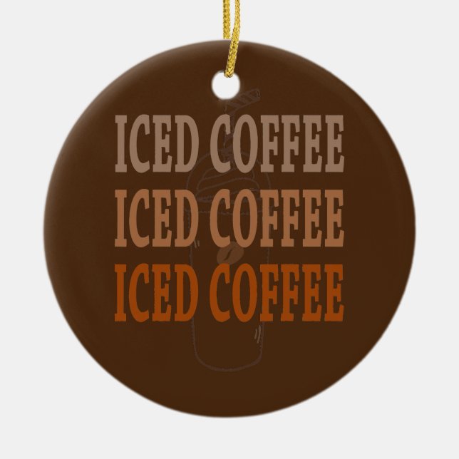 Gift for Coffee Lover Iced Coffee  Ceramic Tree Decoration (Front)
