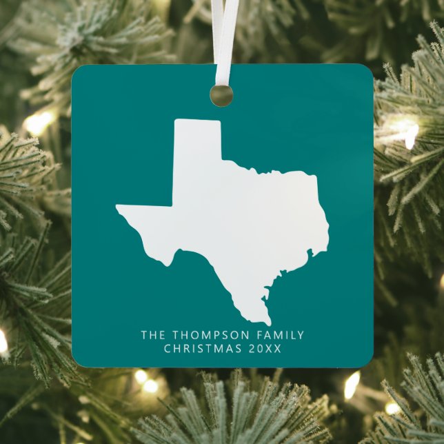 Gift For Couples Friends Clients Texas Christmas Metal Tree Decoration (Insitu)