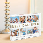 Gift for Dad | Best Dad Ever Photo Collage<br><div class="desc">Give a beautiful personalised gift to your father that he'll cherish forever. Special personalised photo collage photo block to display your own special family photos and memories. Our design features a simple 8 photo collage grid design with "best dad ever" designed in modern faux gold font. Each photo is framed...</div>