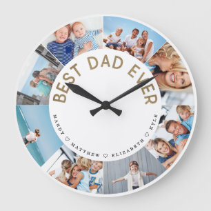 Gift for Dad   Best Dad Ever Photo Collage Large Clock