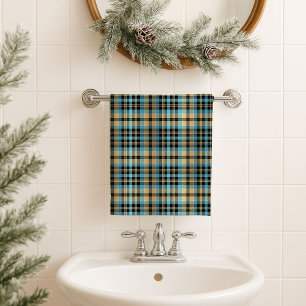 Gift for Dad – Blue Yellow Plaid Towel for Him