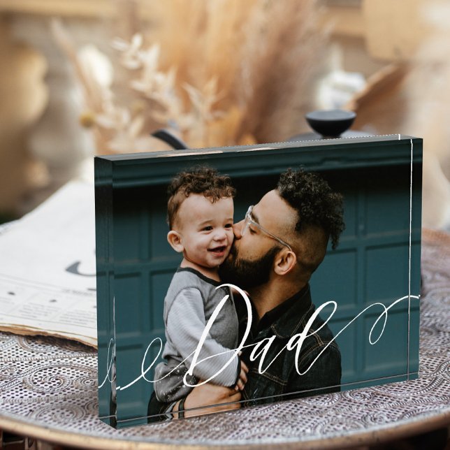 Gift For Dad | Classy Script Calligraphy Keepsake Photo Block (Creator Uploaded)