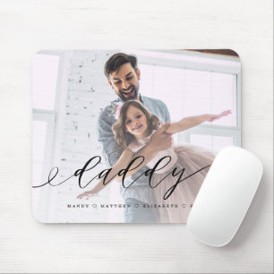 Gift for Dad   Daddy Black Script Overlay Photo Mouse Mat