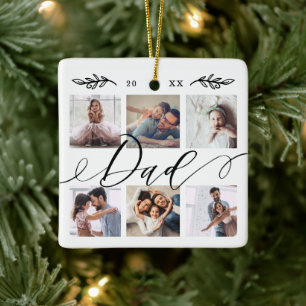 Gift for Dad Family Keepsake Photo Collage Ceramic Ornament