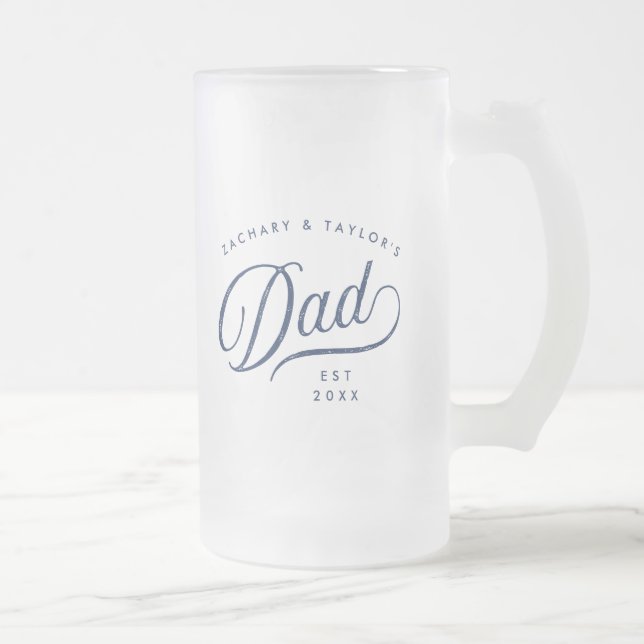 Gift For Dad | Stylish Dad Custom Gift Frosted Glass Beer Mug (Right)